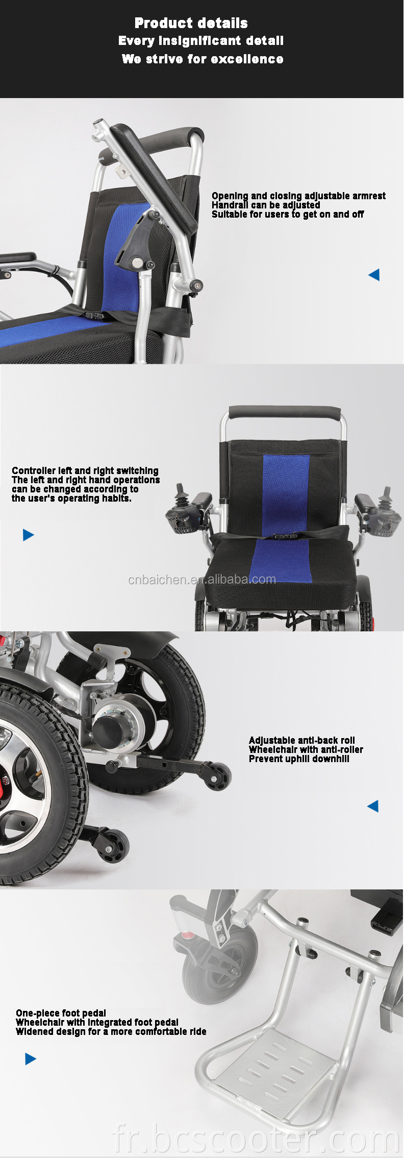 CE approuvé 4x4 en fauteuil roulant électrique avec prix de tracker GPS du fauteuil roulant Philippines